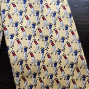 Vintage Lauren Ralph Lauren Golf Yellow Mens Neck Tie 100% Silk Made In USA